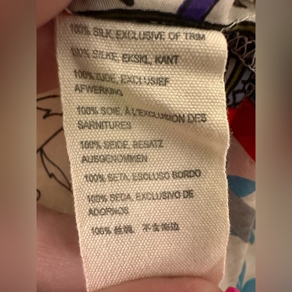 Johnny Was Ivory Floral Silk Short Sleeve V Neck Tunic Top Women’s S - Picture 7 of 7